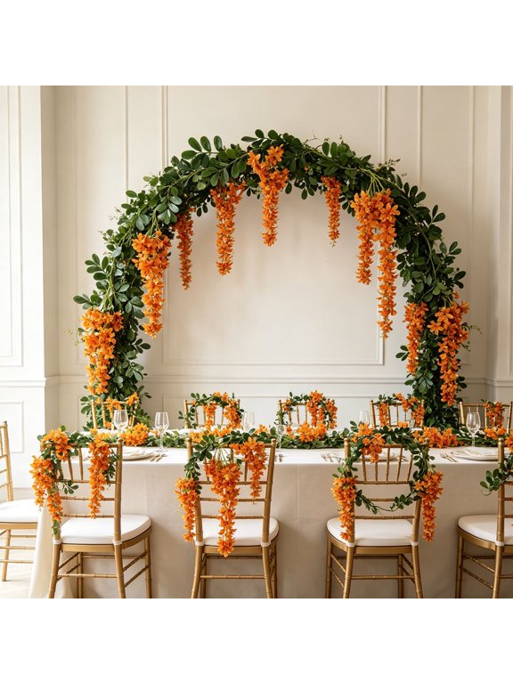Forsythia Garland Wisteria Vine Artificial Flower Vine Lifelike Petal Texture and Fade Resistant Finish for Wedding Doorway Window Frame and Railing Decor