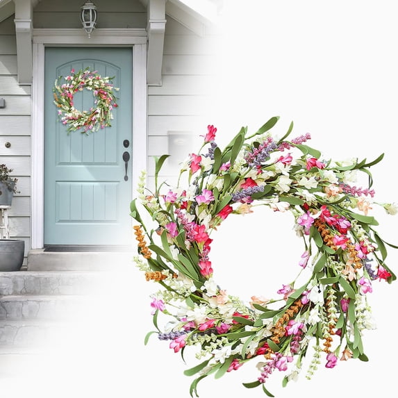 Forsythia Wreath Spring Summer Wreaths for Front Door 19'' Artificial Flowers Spring Wreath Forsythia Door Wreath Hand Made Plastic Forsythia Front Door Wreath for Window Wall Porch Farmhouse Decor C