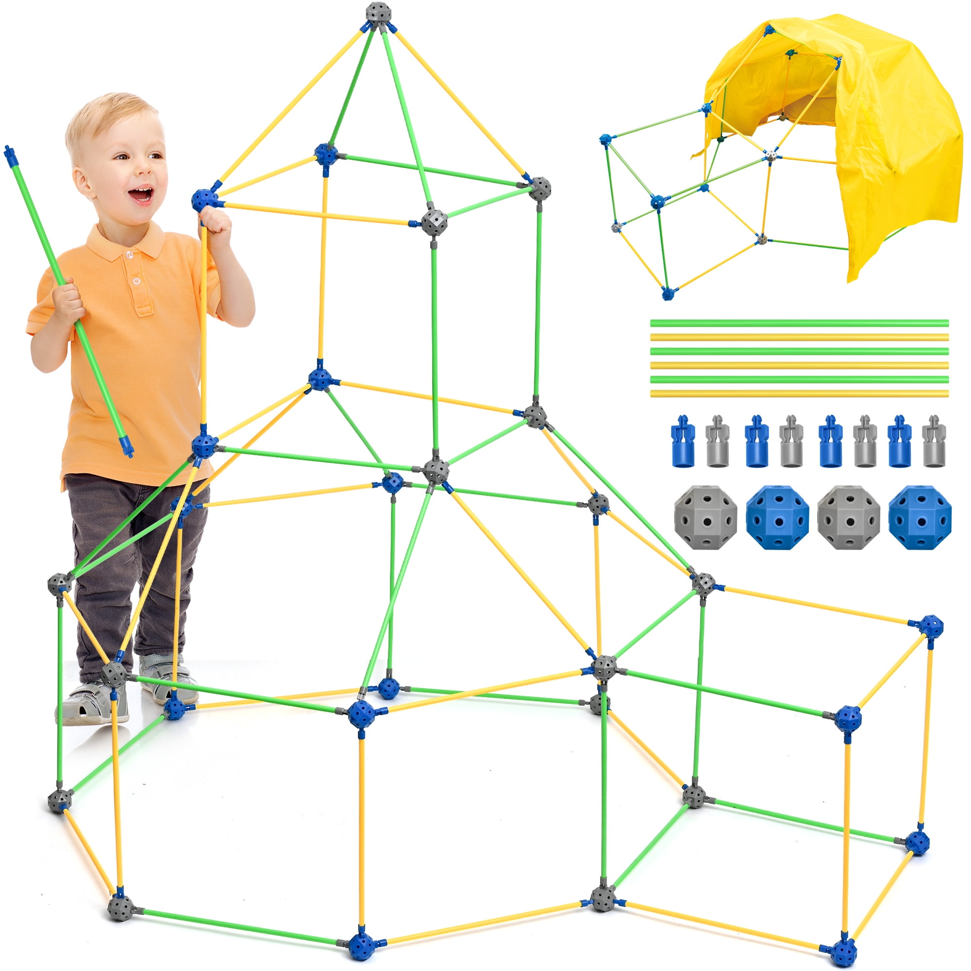 Fort Building Kit - 260PCS Kids Play Tent with a Play Tent Cover for Toddlers, Indoor & Outdoor Play Tunnel Toys for 5, 6, 7, 8 Years Old Boys and Girls