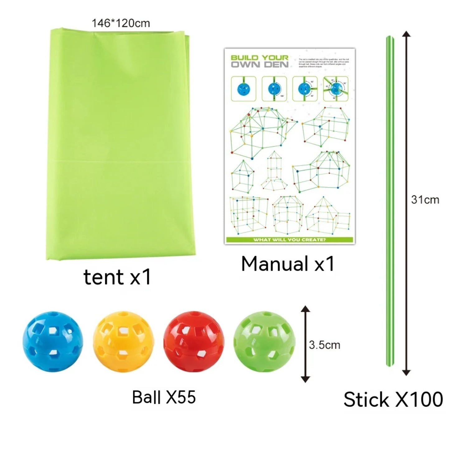 Fort Building Kit Construction Blocks Set Kids Toy Tents Fortress ...