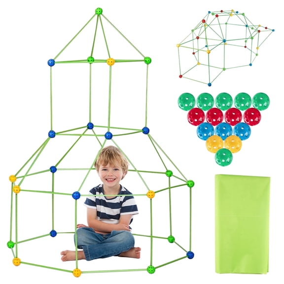 Fort Building Kit for Kids, 174 Pcs Fort STEM Building Toys Creative Play Tent for Boys & Girls Ages 4 , Kids Fort Building Set Create Tents, Castles, Tunnels, Rockets & More