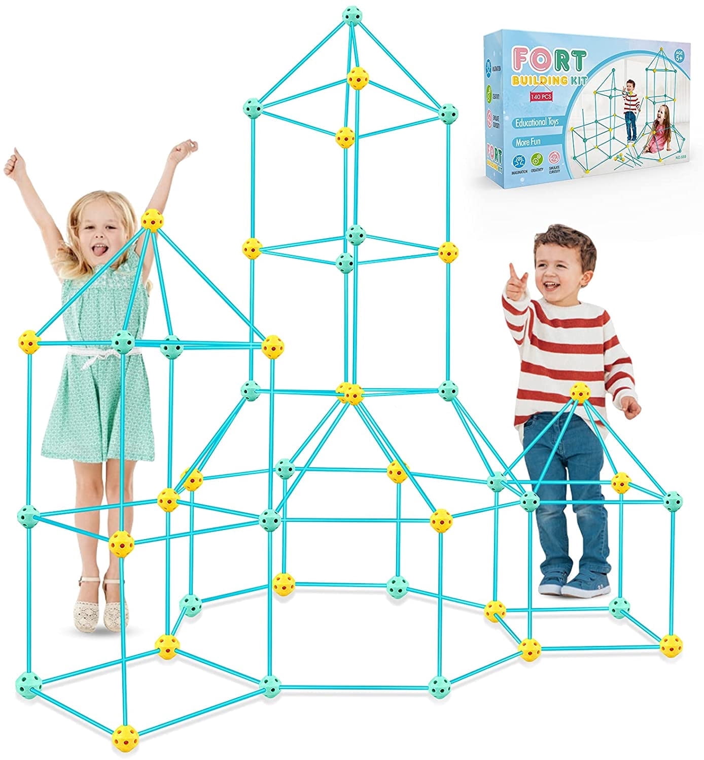 Fort Building Kit for Kids, 140pcs STEM Toys for Boys 4-12Y, Kids Tunnel DIY Fort Building Castles Indoor Outdoor Toy