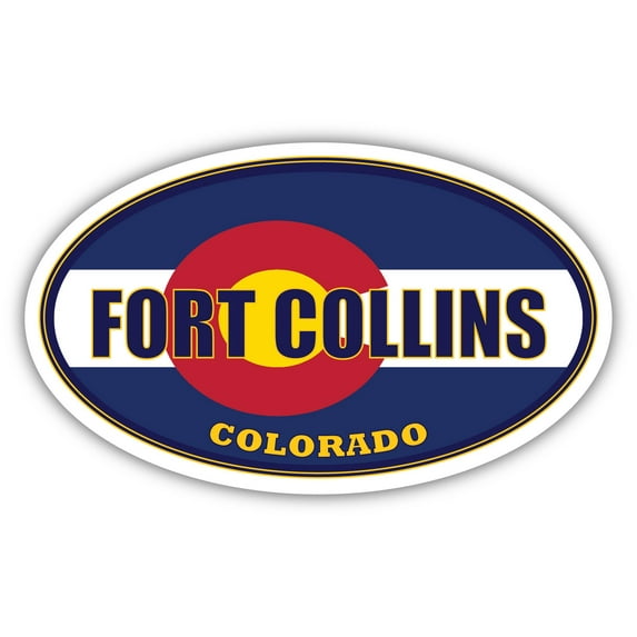 Fort Collins City Colorado State Flag | CO Flag Larimer County Oval State Colors Bumper Sticker Car Decal 3x5 inches
