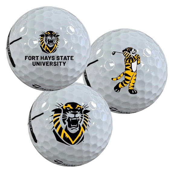 Fort Hays State University Tigers Logo Edition Officially Licensed NCAA Taylormade Distance+ Golf Balls 12-Pack (Dozen)