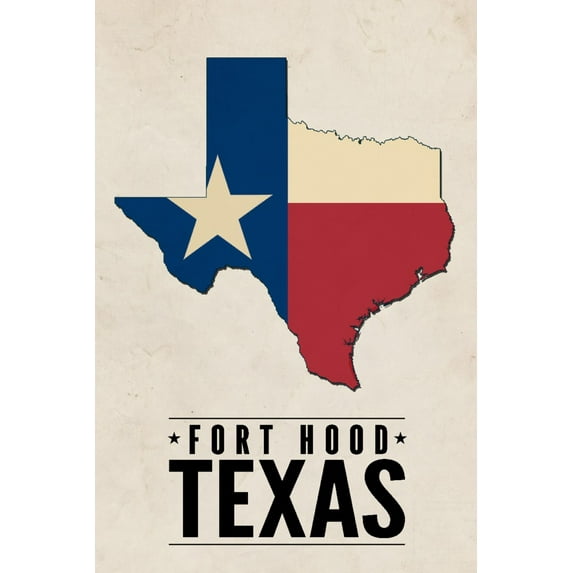 Fort Hood,Texas, Flag State (9x12 Wall Art Print, Home Decor)