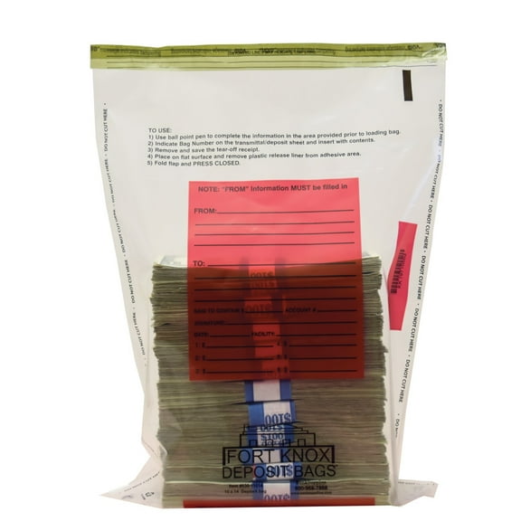 Fort Knox 20 Strap Clear 10 x 14 Bag w/Red Writing Block - Case of 500