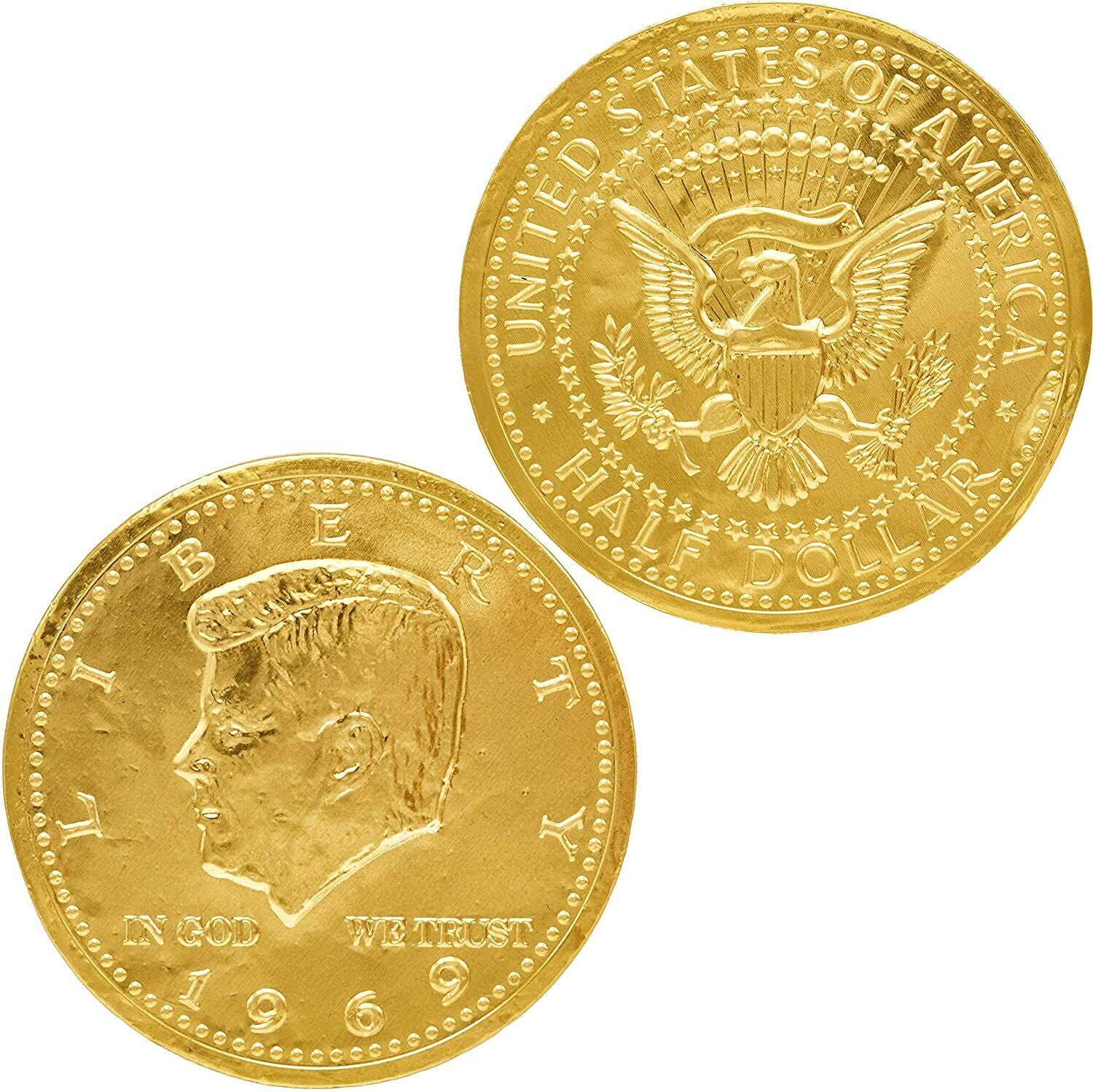 HABERDASHER Fort Knox Chocolate Large Half Dollar Gold Coins - 25 Count - FREE SHIPPING