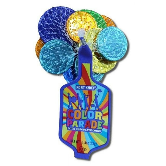Fort Knox Color Parade Milk Chocolate Coins, 1.5 Ounce Mesh Bags - 18 Count Display Box