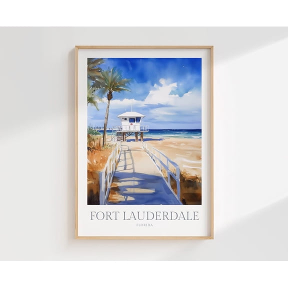 Fort Lauderdale Beach Poster Florida Wall Art Home Decor Travel Poster, Unframed Size 16x24