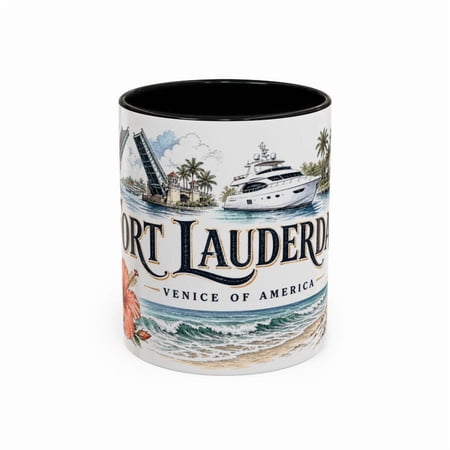 Fort Lauderdale Coffee Mug Vintage Travel Souvenir 11 oz Accent Drinkware | Dishwasher & Microwave Safe Gift Mug