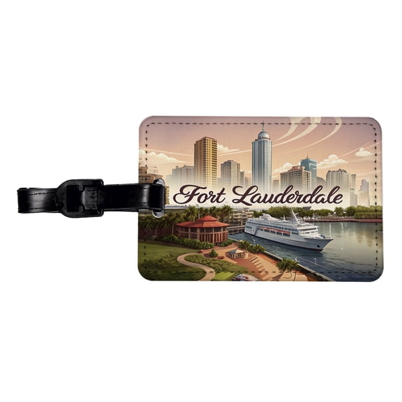 Fort Lauderdale, Florida FL Travel City State Stamp Faux Leather Travel Luggage Tag