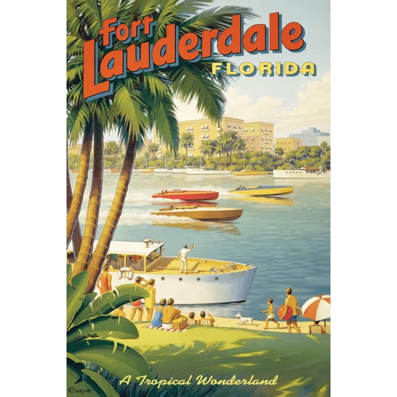 Art.com Fort Lauderdale, Florida Giclee Print by Kerne Erickson, 12" x 18"