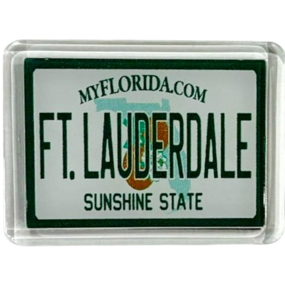 Fort Lauderdale Florida License Plate Acrylic Small Fridge Collector's Souvenir Magnet 2.35" X 1.75"