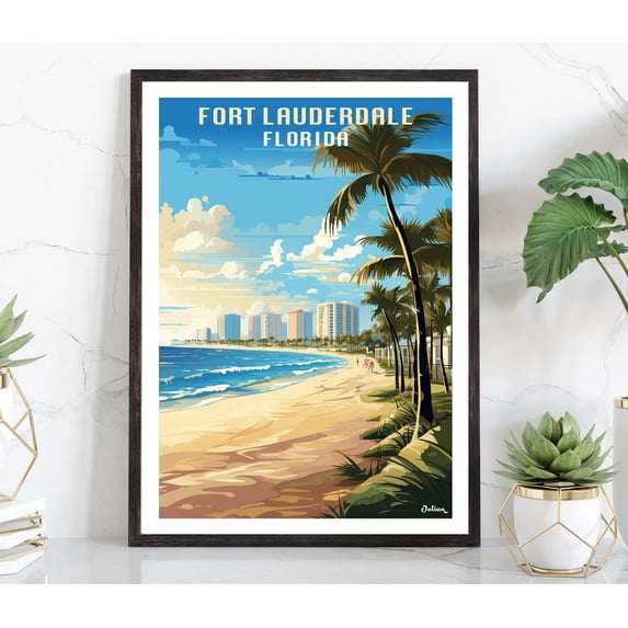 Fort Lauderdale, Florida, Travel Print, Modern Wall Art Home Decor #1124, 16x24 UNFRAMED