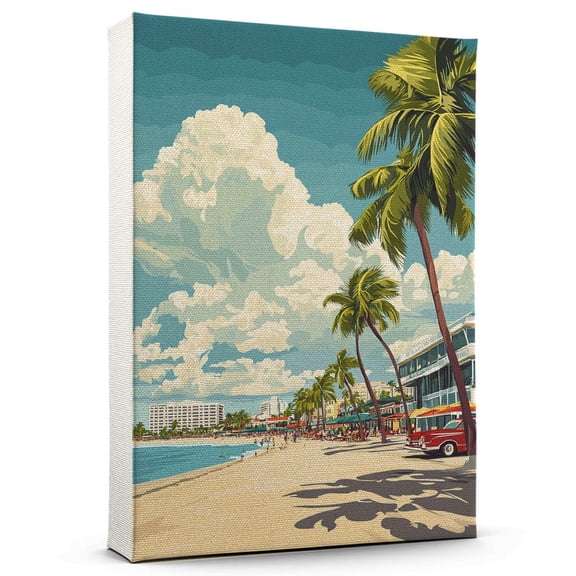 Fort Lauderdale Vintage Travel Canvass, Florida Canvas Wall Art, Fort Lauderdale Canvas Wall Art, Florida Wall Art Picture Print Decor - 105AZ476