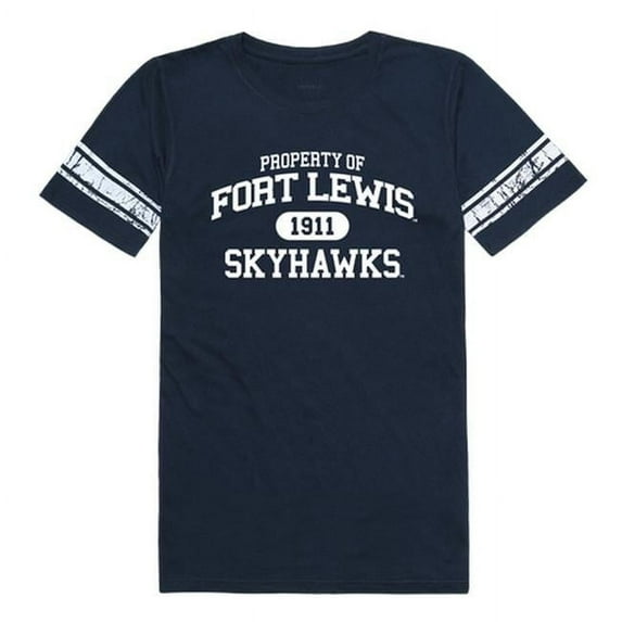 Fort Lewis College Women Property Football Short Sleeve T-Shirt, Navy - 2XL