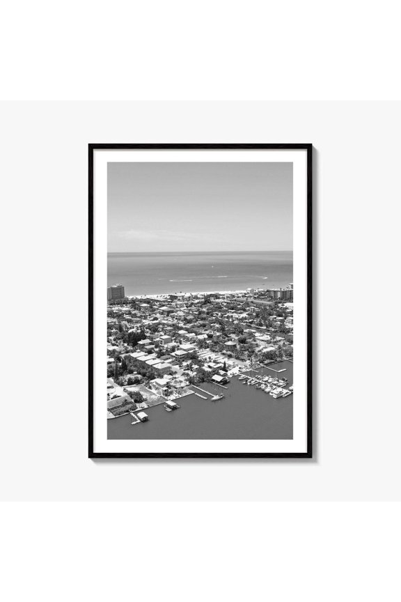 Fort Myers Beach Black And White Fine Art Photo Print Aerial Florida Usa, Unframed Paper Print