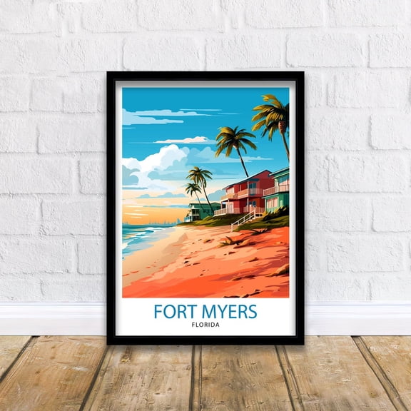 Fort Myers Beach Florida Travel Printflorida Wall Decor Fort Myers Beach Beach Travel Prints Florida Art Print Fort Myers Beach