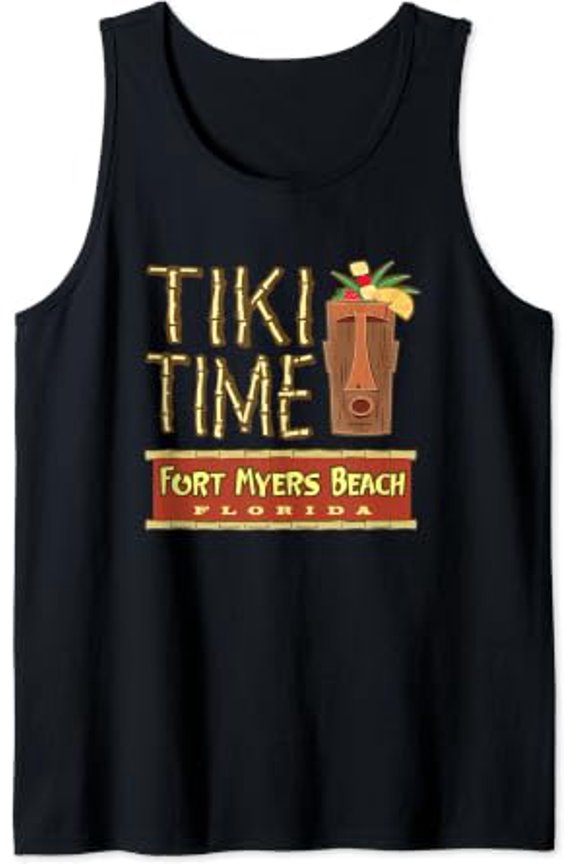 Fort Myers Beach Retro Tiki Bar Design Tank Top Size S-3XL