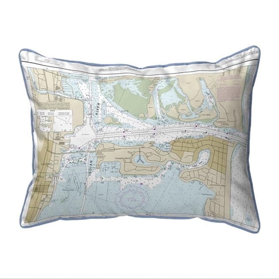 Fort Pierce Harbor, FL Nautical Map Large Corded Indoor & Outdoor Pillow - 16 x 20 in.