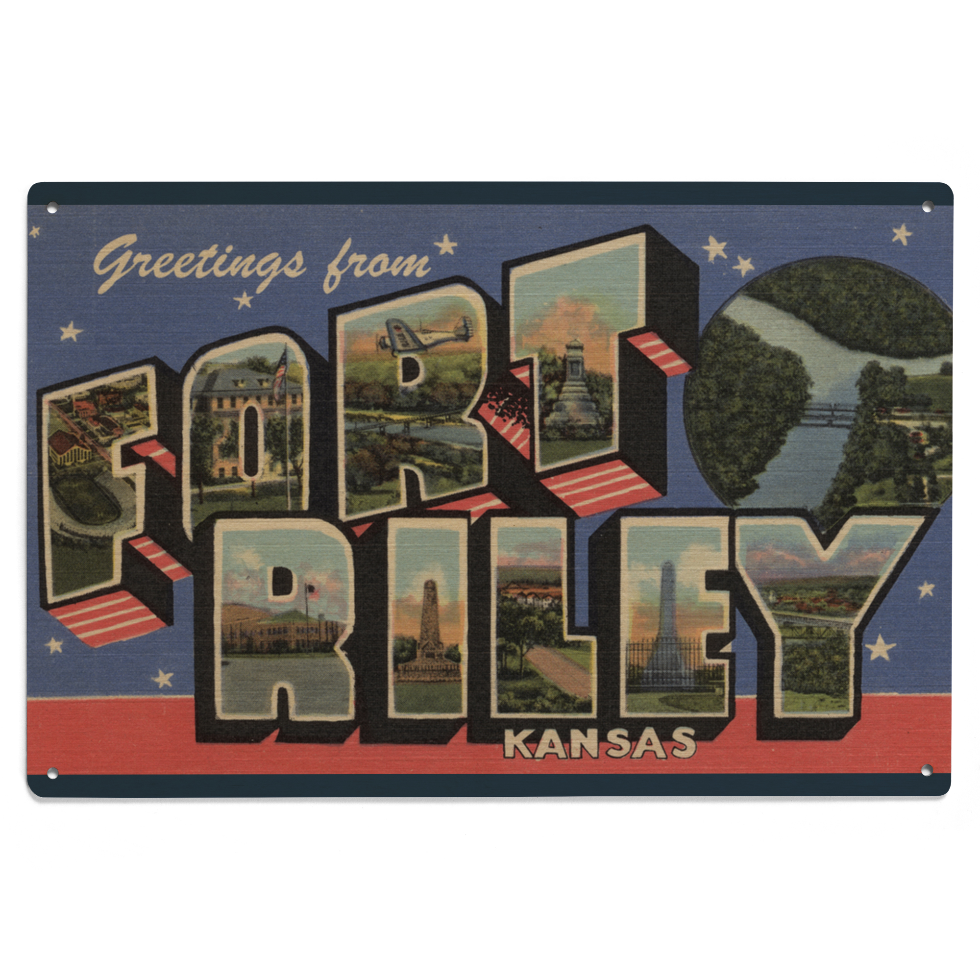 Fort Riley, Kansas, Large Letter Scenes Birch Wood Wall Sign (6x9 ...