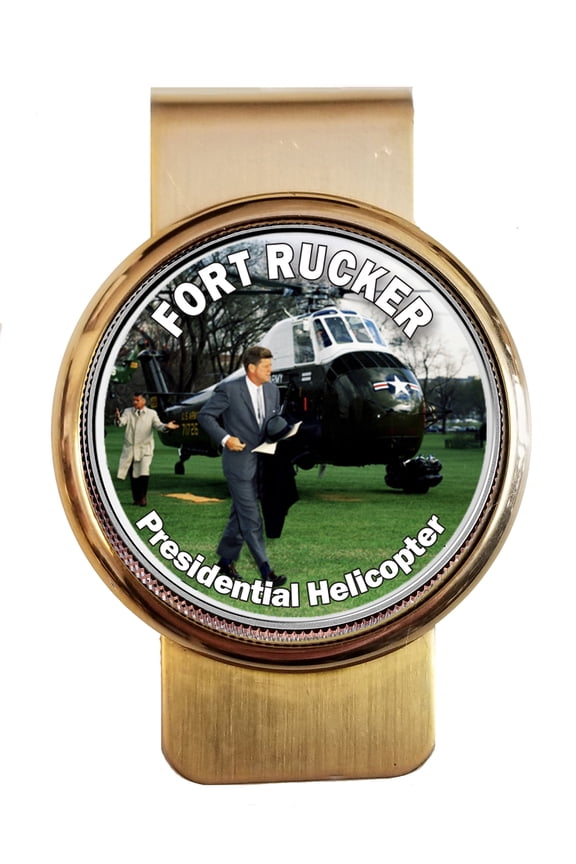 Fort Rucker Presidential Helicopter JFK Half Dollar Money Clip
