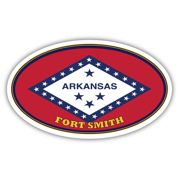 Fort Smith City Arkansas State Flag | AR Flag Sebastian County Oval State Colors Bumper Sticker Car Decal 3x5 inches