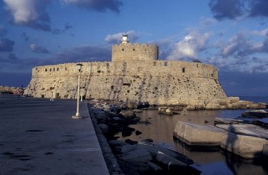 Fort St Nicholas and Mandraki Harbor Rhodes Greece Canvas Art - Greg Gawlowski DanitaDelimont (36 x 24)