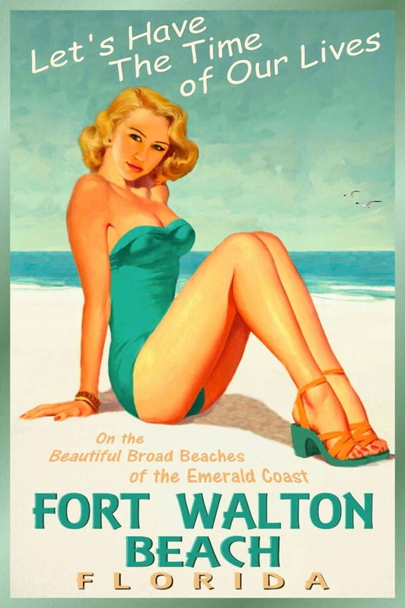 Fort Walton Beach Florida Emerald Coast Okaloosa New Travel Poster Home Decor Office Wall Art