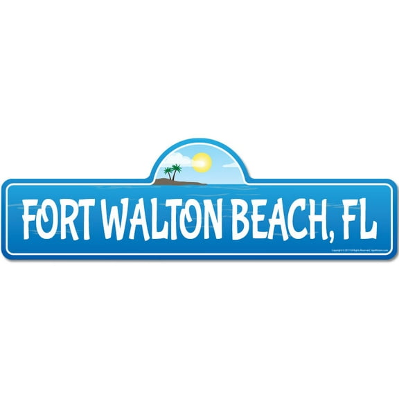 Fort Walton FL Florida Beach Street Sign | Indoor/Outdoor | Surfer Ocean Lover Décor For Beach House Garages Living Rooms Bedroom | Signmission Personalized Gift