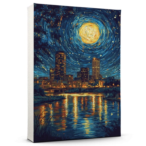 Fort Wayne Travel Canvas Prints, Fort Wayne Indiana Starry Night Travel decor, Fort Wayne Map Poster, Fort Wayne Indiana Travel Decor Artwork - 98AZ468