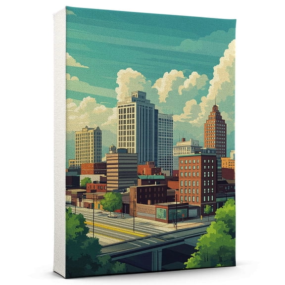 Fort Wayne Travel Canvas, Vintage City Canvas Fort Wayne Indiana Canvas Wall Art, Fort Wayne Canvas Colorful, Fort Wayne Indiana Picture Canvas - 104AZ480