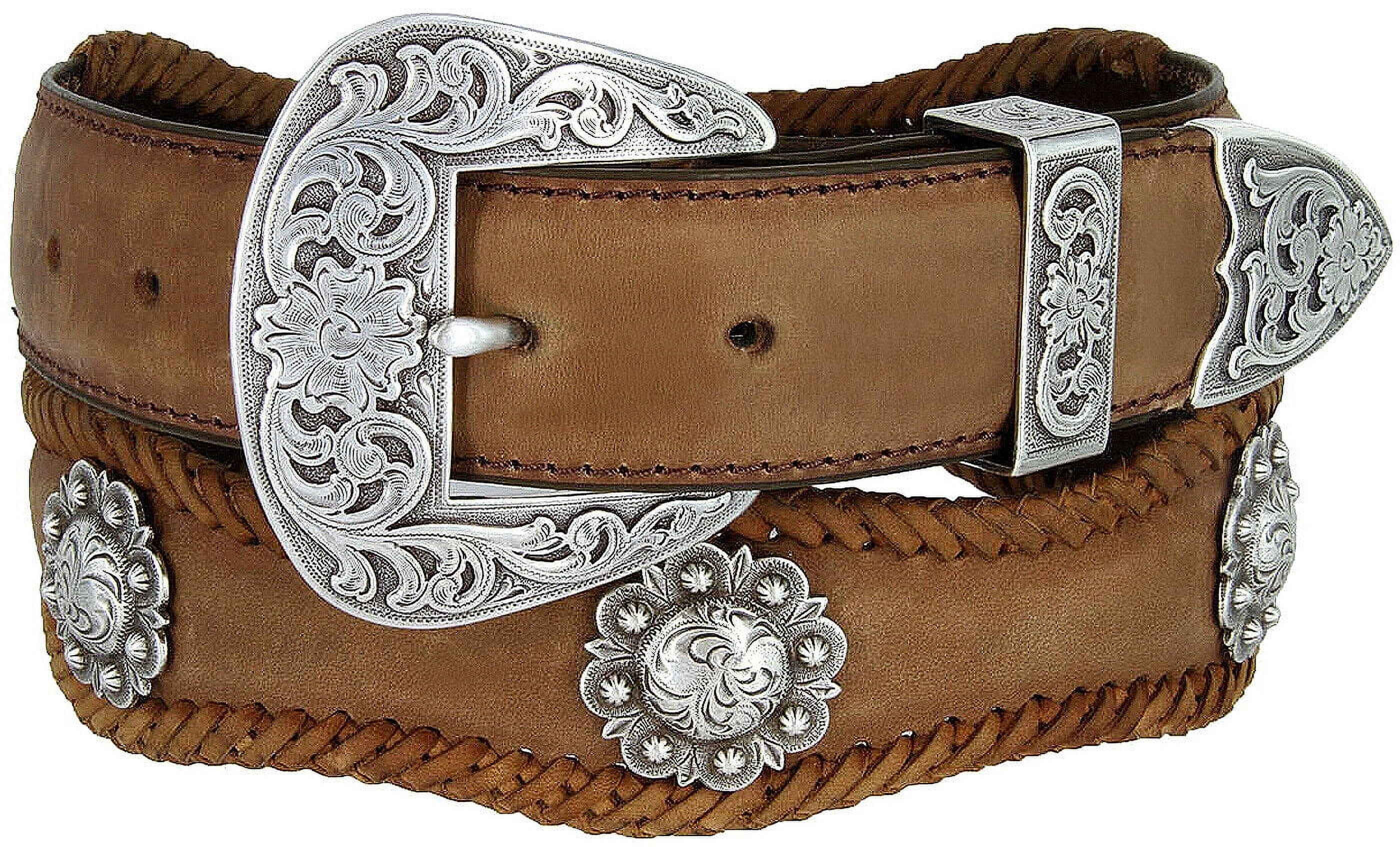 Fort Worth Berry Conchos Belt Crazy Horse Scalloped Genuine Leather