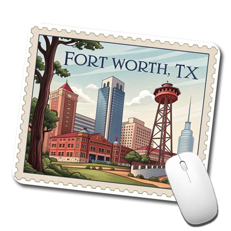 Fort Worth, Texas TX Travel City State Stamp Mouse Pad Low Profile Gaming Mat