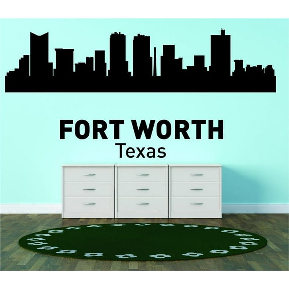 Fort Worth Texas United States Major City Geographical Map Landmark - Vinyl Wall Decal - 20x42