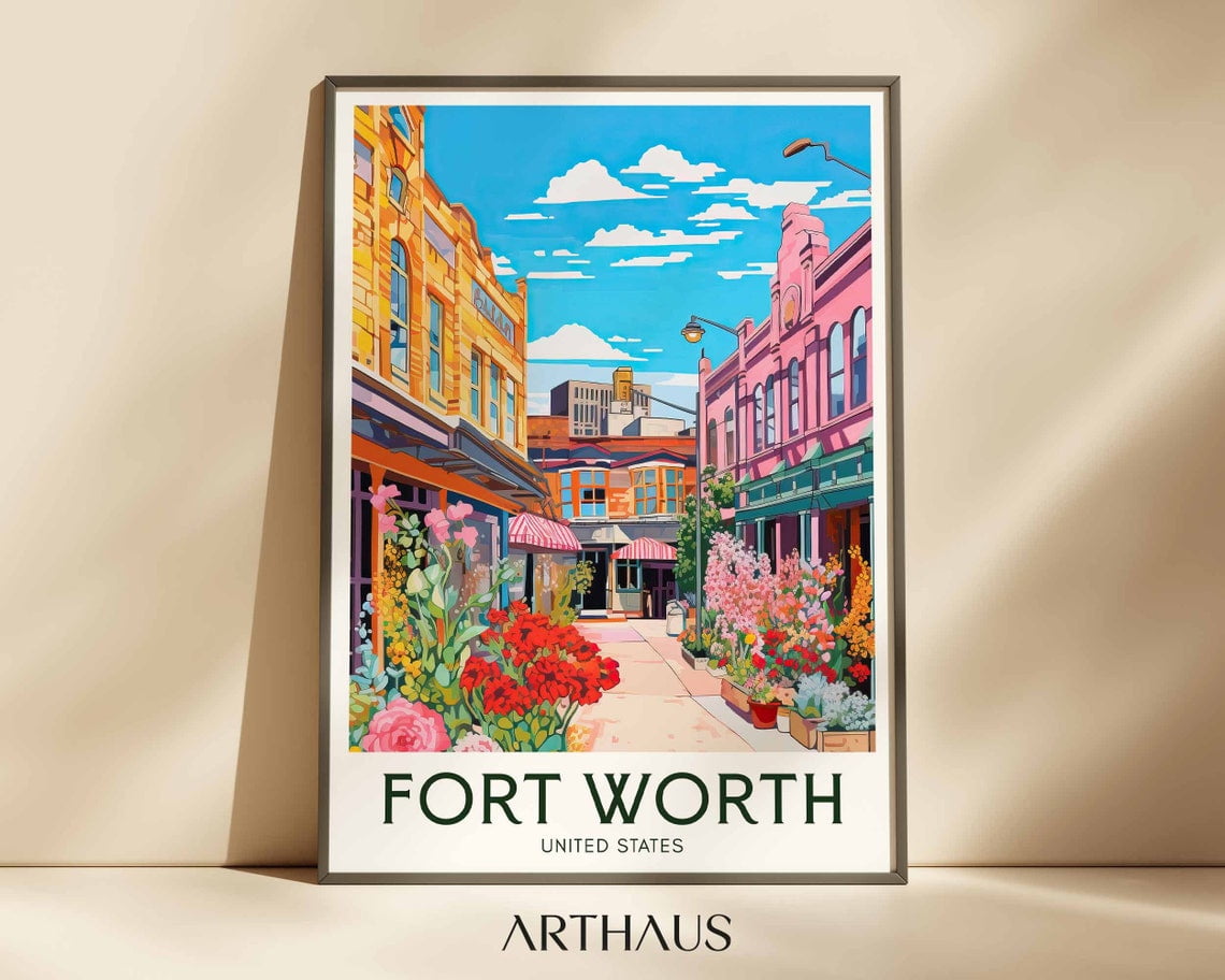 Fort Worth Travel Poster United States Art Maximal Decor Mid Century ...