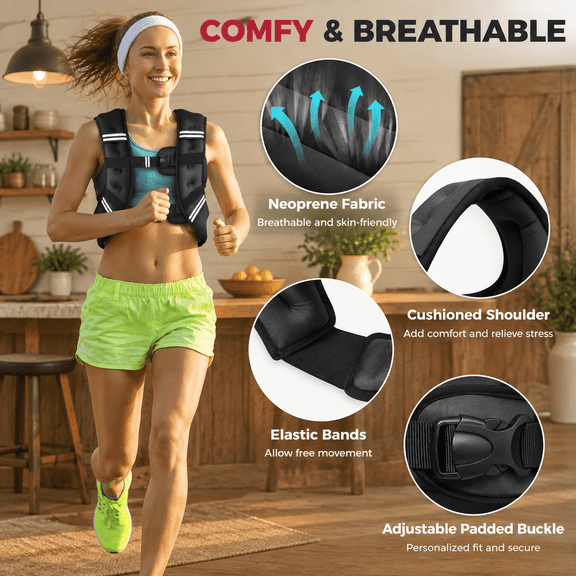 Fort-fit Weighted Vest For Woman Even Weight Distribution Faster Loss No-chafe Or Walking & Running With Detachable Phone Pouch R