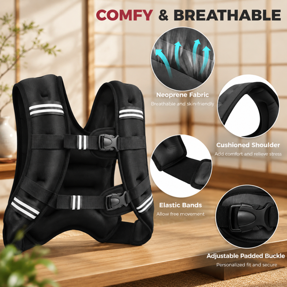 Fort-fit Weighted Vest For Woman Even Weight Distribution Faster Loss No-chafe Or Walking & Running With Detachable Phone Pouch R
