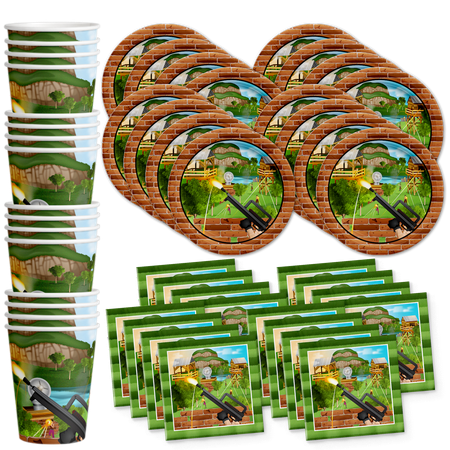 Fort nite Birthday Party Supplies Set Plates Napkins Cups Tableware Kit for 16