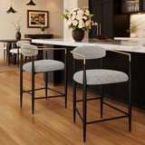 Bar Counter Tools FortMok Counter Height Bar Stools Set of 2 with Gold Arms, Boucle ...