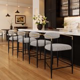 Bar Counter Tools FortMok Counter Height Bar Stools Set of 4 with Gold Arms, Boucle ...