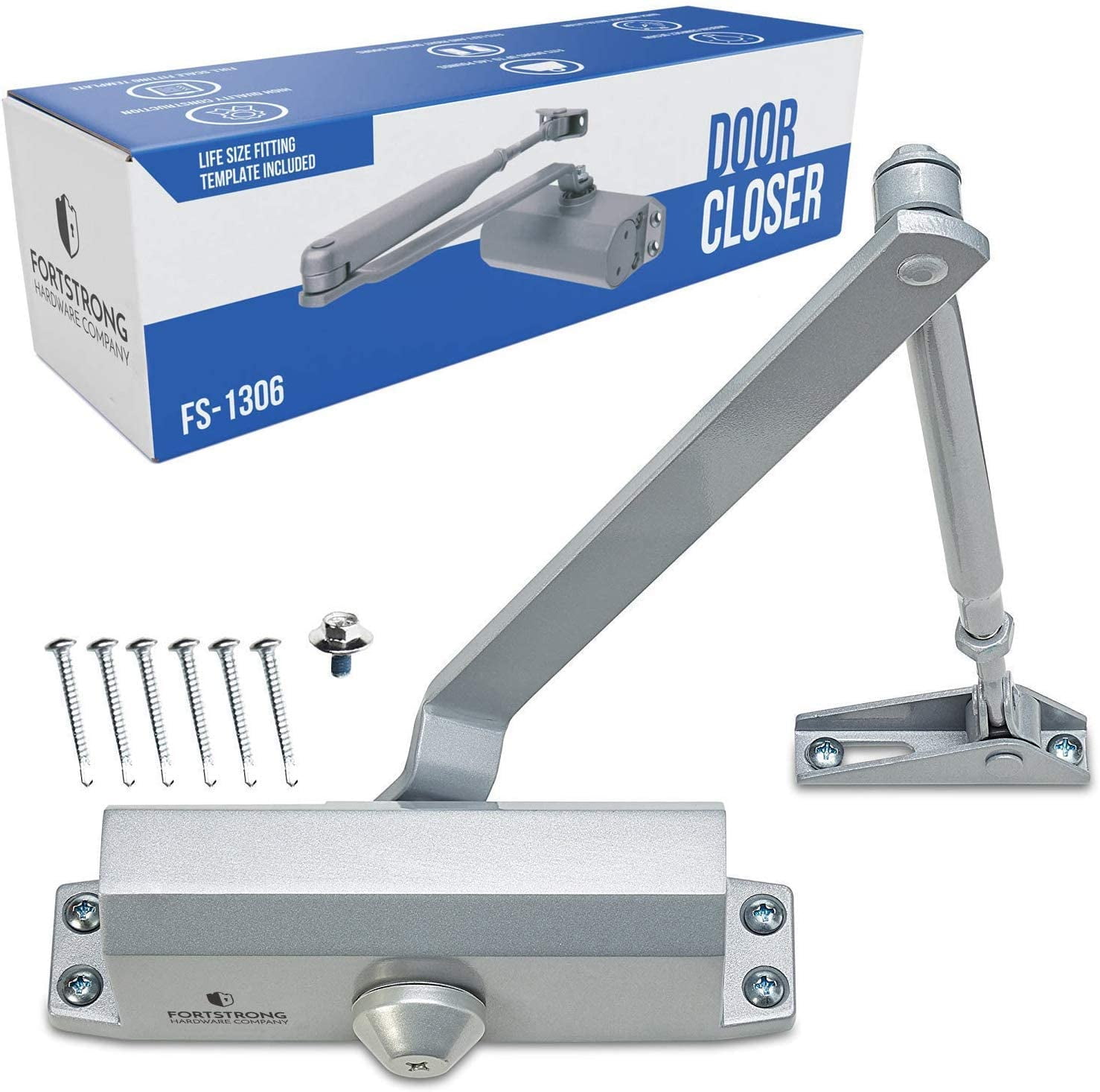 Silver Adjustable Hydraulic Door Closer for Residential Use