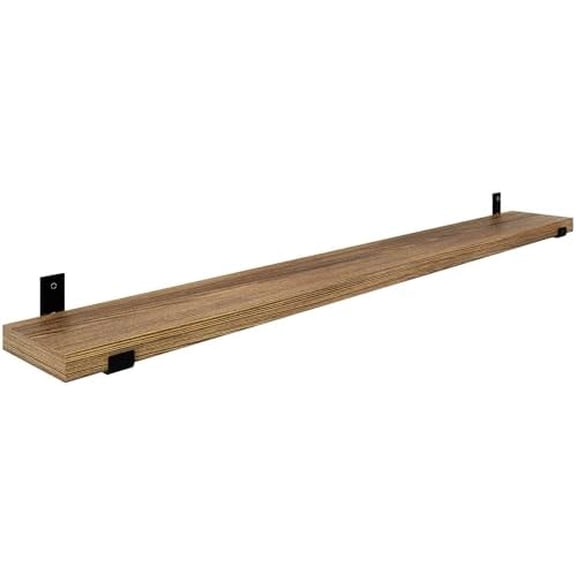 Forte 60 inch Long 7.25" Deep Floating Wood Wall Shelf, Hanging Book Shelves, Floating Kitchen, Bedroom, Living Room, Office Shelf, Burnt Finish$$Home Decor, Kitchen, & Other