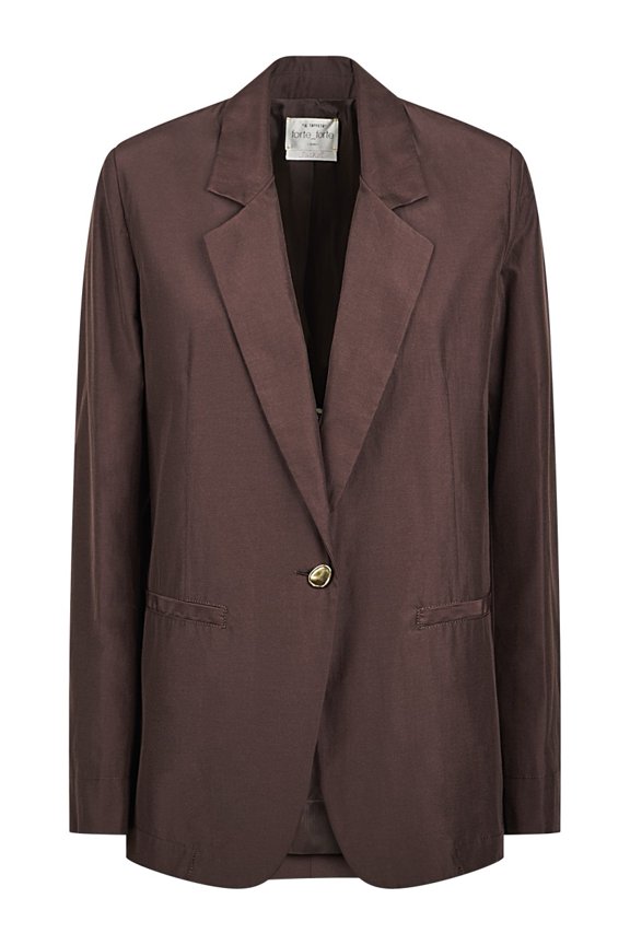 Forte Forte Boxy Taffeta Jacket With Irregular Gold Button Closure (Women's)