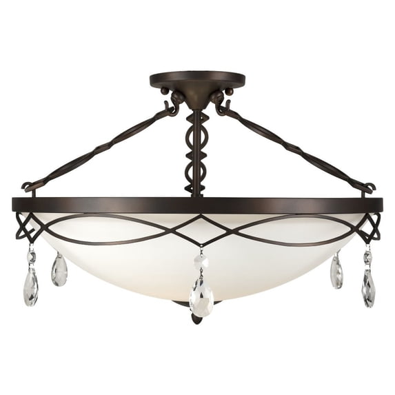 Forte Lighting 2498-04-32 4 Light 22" Wide Semi-Flush Bowl Ceiling Fixture - Bronze