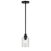 Jayden 1-Light Black Pendant with Clear Glass