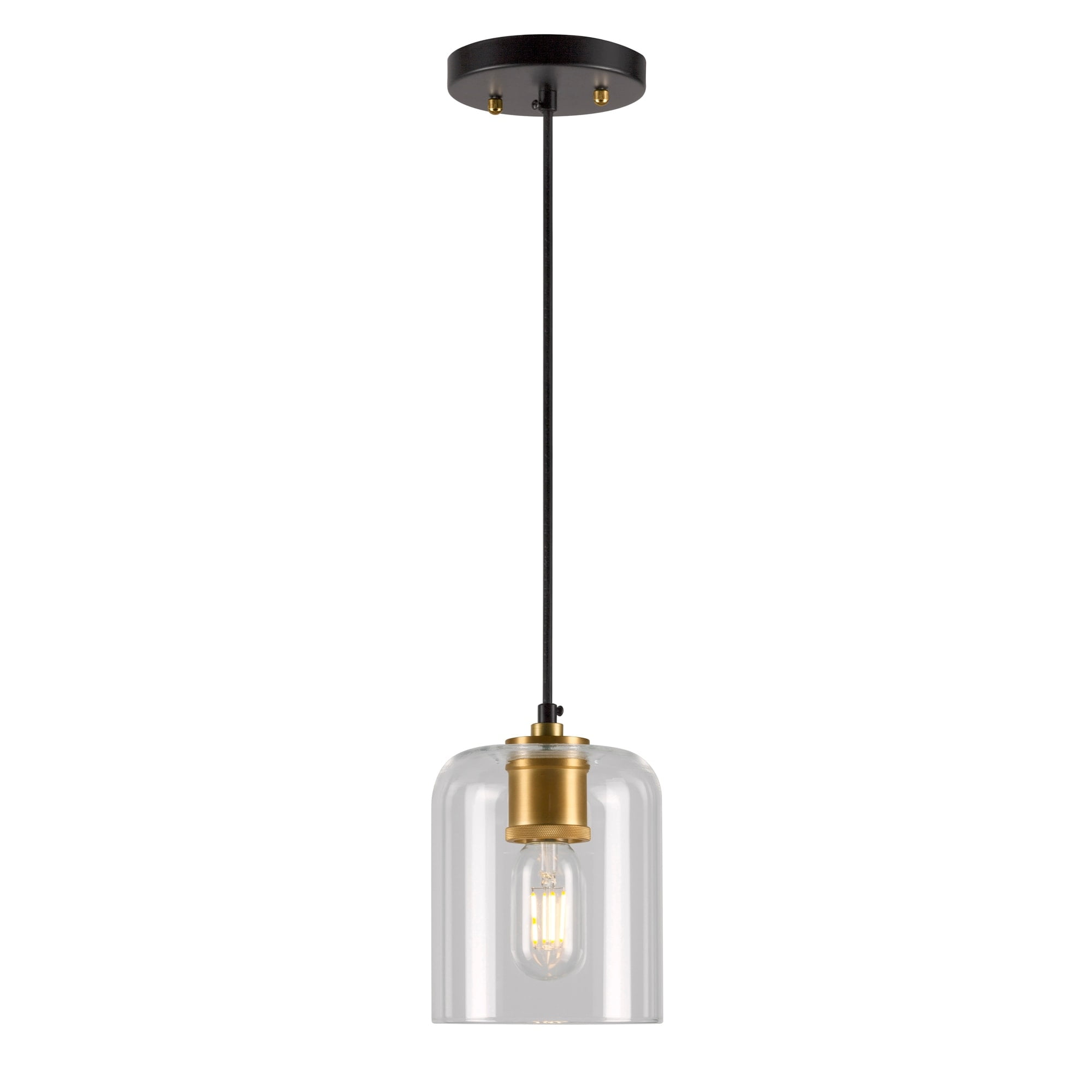 Tyrone Soft Gold and Black Bell-Shaped Glass Pendant