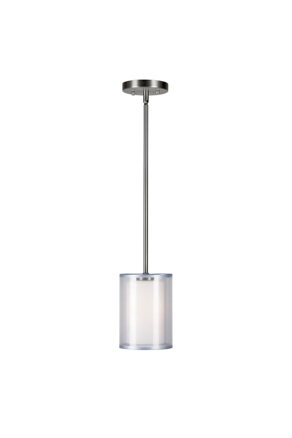 Shaw 1-Light Brushed Nickel Pendant with Satin Opal Glass - Brushed Nickel