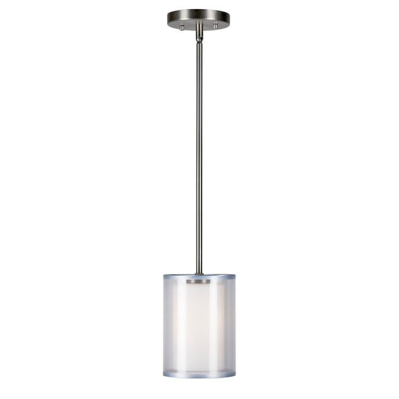 Shaw 1-Light Brushed Nickel Pendant with Satin Opal Glass - Brushed Nickel