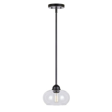 Cameron 1-Light Black Pendant with Clear Glass